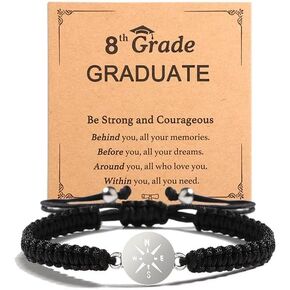 2024 Graduation Gifts for Girls Her Boys Him,Handmade Braided Heart/Compass Bracelet for Preschool Kindergarten 5th 8th Grade High School Phd Senior Graduation Graduate