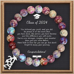 JoycuFF 𝗚𝗿𝗮𝗱𝘂𝗮𝘁𝗶𝗼𝗻 𝗚𝗶𝗳𝘁𝘀 𝗳𝗼𝗿 𝗛𝗲𝗿 Girls Women 2024 College Middle High School Graduation Gifts Natural Stone Bracelets for Daughter Friends Classmates