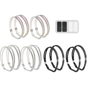 3 Pairs Elastic High Heels Shoe Straps, Anti-Loose Detachable Ankle Rhinestone Straps - Replacement Straps in Nature Colors for Shoes (3 Colors: White, Black, Rainbow)