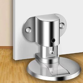 Pack of 2 Wall Protector Bedroom Door Stops, No Need to Drill/Screw in Wall Mounted Door Stopper, 3M Self Adhesive Tape Stainless Steel Door Stop, 3 Inches Height, Black-2PACK