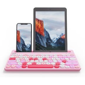 لوحة مفاتيح لاسلكية HUO JI متعددة الأجهزة، بلوتوث ووضع مزدوج 2.4 جيجا لجهاز iPad، قم بالتبديل إلى 3 أجهزة للهاتف المحمول، الكمبيوتر اللوحي، الكمبيوتر الشخصي، التلفزيون الذكي، MacBook iOS Android Windows، أخضر