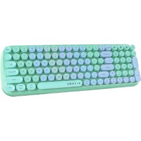 UBOTIE Colorful Bluetooth 100Keys Keyboards, Wireless Compact Rainbow Gradual Colors Retro Typewriter Flexible Keyboard for Tablet, Cellphones, PC(Purple Colorful)