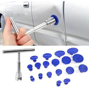 Car Dent Remover Puller Kit, Paintless Dent Repair Tool, Car Body Dent Small Hail Dent Remover Set with Aluminum T Slide Hammer and 18PCS Suction Cup for Car, Metal, Glass, Screen and Tiles