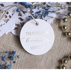 Thank You Gift Tags Gold Foil, Thank You Tags, 30-Pack, Wedding Tags, Paper Tags, Circle Tags, Off-White Paper, for Baby, 16 Birthday or Wedding Decor. (Golden3)