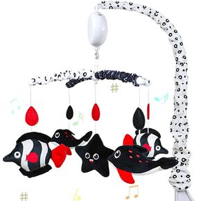 KAKIBLIN Baby Crib Mobile with Music, Baby Mobile for Crib with Hanging Rotating Toys, Nursery Mobile for Newborns with 35 lullabies, Black and White Mobile for Baby 0-24 Months, Insects