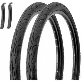 MOHEGIA Bike Tires Replacement Set: 2-Pack 26x2.125 inch (57-559mm) Folding Beach Cruiser Bicycle Tires and Pair 26 inch Inner Tubes with Tire Levers for Hybrid Road or Urban City Commuter Bike