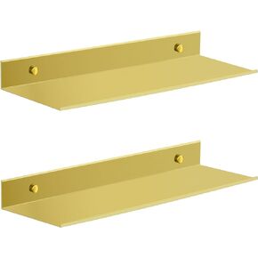 Wisfame Floating Shelves for Wall，Bathroom Shelf Set of 2，Wall Mounted Rustic Metal Shelf for Living Room, Kitchen, Bedroom, Bathroom Storage