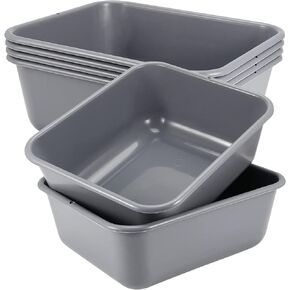 MAAIGU Set of 6 Plastic Bus Tubs, Commercial Bus Box, Plastic Dish Tubs Tote Box, 14 L Rectangle Utility Box, Gray