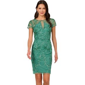 Adrianna Papell Women's Short Cut Out Beaded Sheath