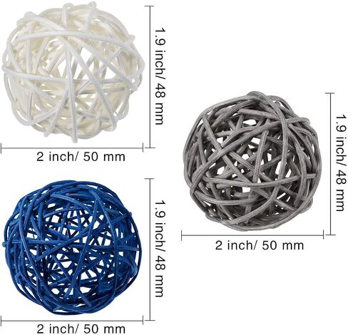 zorpia 24pcs Navy Blue Gray White Wicker Rattan Balls -Mixed 3 Colors Decorative Balls for Bowls, Vase Filler, Coffee Table Decor, Wedding Party Centerpieces in Saudi Arabia