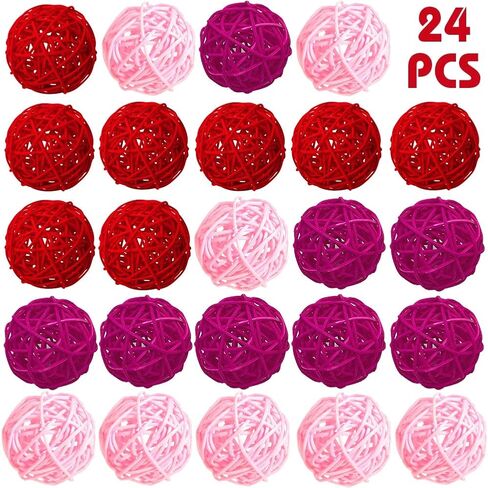 zorpia 24pcs Navy Blue Gray White Wicker Rattan Balls -Mixed 3 Colors Decorative Balls for Bowls, Vase Filler, Coffee Table Decor, Wedding Party Centerpieces in Saudi Arabia