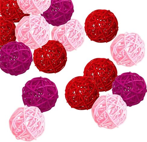 zorpia 24pcs Navy Blue Gray White Wicker Rattan Balls -Mixed 3 Colors Decorative Balls for Bowls, Vase Filler, Coffee Table Decor, Wedding Party Centerpieces in Saudi Arabia