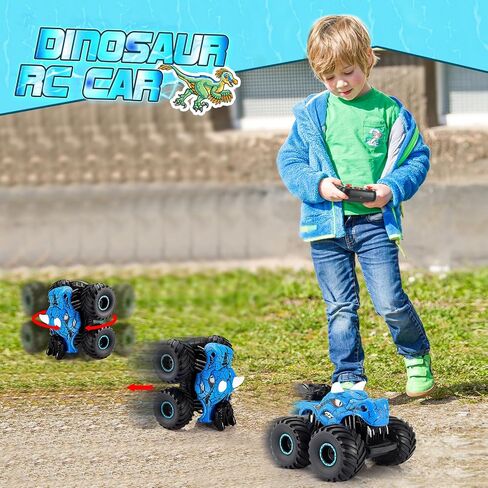 Remote Control Monster Truck, 2.4GHz Dinosaur Remote Control Car with Light & Sound Monster Truck Toys for Boys Age 4-7 Dinosaur Toys for Kids 3-5 Boys in Saudi Arabia