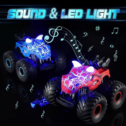 Remote Control Monster Truck, 2.4GHz Dinosaur Remote Control Car with Light & Sound Monster Truck Toys for Boys Age 4-7 Dinosaur Toys for Kids 3-5 Boys in Saudi Arabia