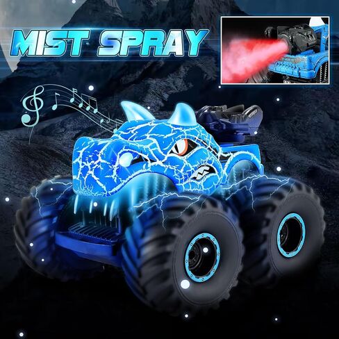 Remote Control Monster Truck, 2.4GHz Dinosaur Remote Control Car with Light & Sound Monster Truck Toys for Boys Age 4-7 Dinosaur Toys for Kids 3-5 Boys in Saudi Arabia