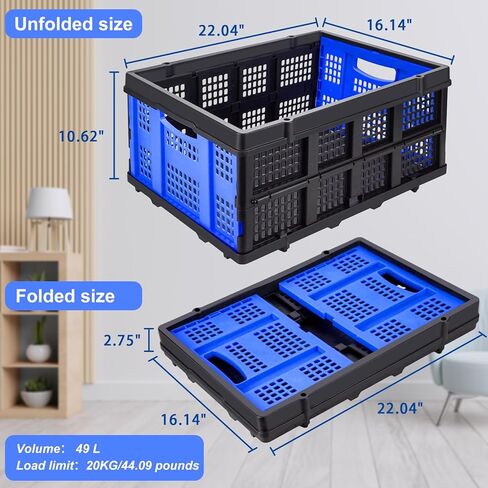 OSWIN Folding Trolley with Wheels, Double Layer Portable Trolley Shopping Carts, Folding Shopping Cart with Storage Crate, Office Folding Cart, Multi Use Functional Collapsible Carts for Supermarket in Kuwait