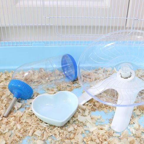 Hamster Flying Saucer, Hamster Wheel Mouse Spinner Wheel with Guinea Pig Water Feeder Bottle, Gerbils Ceramic Food Bowl, Total 3 Pack in Saudi Arabia