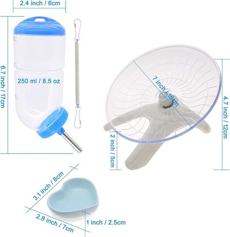 Hamster Flying Saucer, Hamster Wheel Mouse Spinner Wheel with Guinea Pig Water Feeder Bottle, Gerbils Ceramic Food Bowl, Total 3 Pack in Saudi Arabia