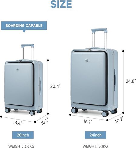 حقيبة ديولور للحمل مع قفل TSA، حقيبة حمل على الأمتعة مقاس 22 × 14 × 9 معتمدة من شركة الطيران مع جيب أمامي ومنفذ USB، حقيبة سفر صلبة بإطار من الألومنيوم (قابلة للحمل 20 بوصة، أبيض) in Kuwait