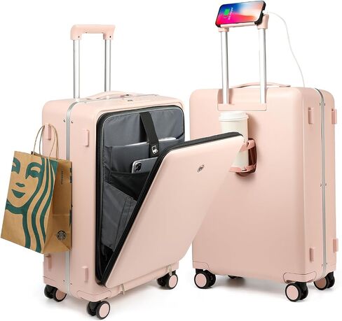 diwolor Carry On Luggage with TSA Lock,Carry On Luggage 22x14x9 airline approved with Front Pocket and USB Port,Aluminum Frame PC Hardside Travel Suitcase (Carry-On 20-inch, White) in Saudi Arabia