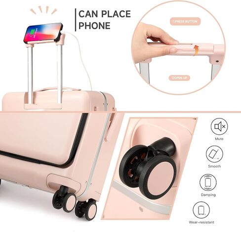 diwolor Carry On Luggage with TSA Lock,Carry On Luggage 22x14x9 airline approved with Front Pocket and USB Port,Aluminum Frame PC Hardside Travel Suitcase (Carry-On 20-inch, White) in Saudi Arabia