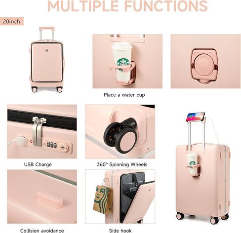 diwolor Carry On Luggage with TSA Lock,Carry On Luggage 22x14x9 airline approved with Front Pocket and USB Port,Aluminum Frame PC Hardside Travel Suitcase (Carry-On 20-inch, White) in Saudi Arabia