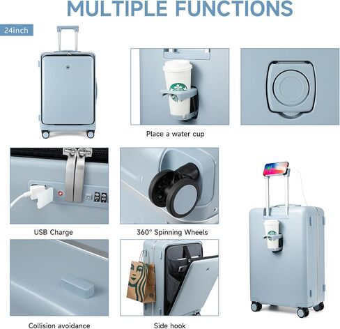 diwolor Carry On Luggage with TSA Lock,Carry On Luggage 22x14x9 airline approved with Front Pocket and USB Port,Aluminum Frame PC Hardside Travel Suitcase (Carry-On 20-inch, White) in Saudi Arabia
