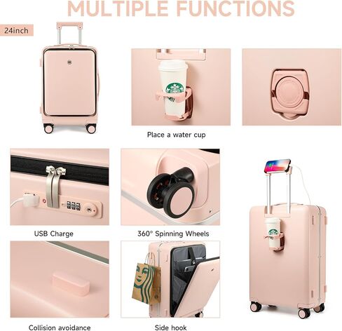 diwolor Carry On Luggage with TSA Lock,Carry On Luggage 22x14x9 airline approved with Front Pocket and USB Port,Aluminum Frame PC Hardside Travel Suitcase (Carry-On 20-inch, White) in Saudi Arabia