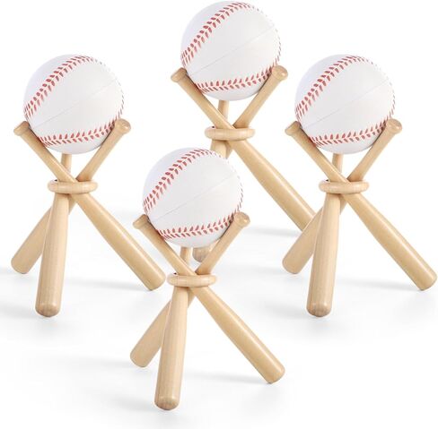 Lnrueg 4 Packs Mini Wooden Bats Baseball Stands, Includes 12 Baseball Bats 4 Wooden Rings, Cute Little Softball Bats Baseball Display Holders for Home Run Game Balls in Saudi Arabia