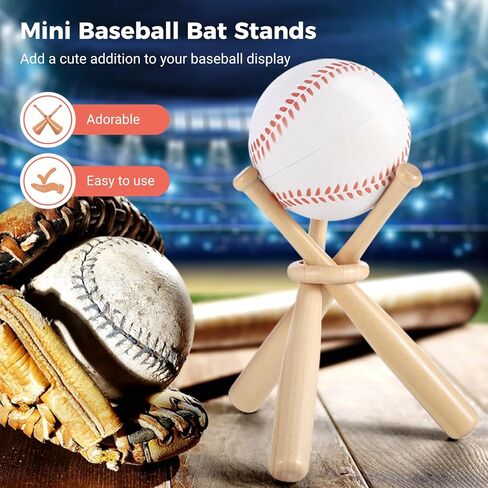 Lnrueg 4 Packs Mini Wooden Bats Baseball Stands, Includes 12 Baseball Bats 4 Wooden Rings, Cute Little Softball Bats Baseball Display Holders for Home Run Game Balls in Saudi Arabia