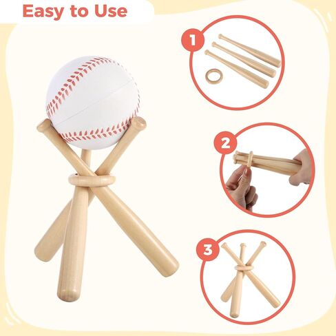 Lnrueg 4 Packs Mini Wooden Bats Baseball Stands, Includes 12 Baseball Bats 4 Wooden Rings, Cute Little Softball Bats Baseball Display Holders for Home Run Game Balls in Saudi Arabia