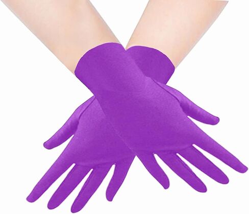 1 Pair of Short Satin Finger Gloves 1920s Opera Party Wedding Bridal Etiquette Gloves Sun Protection Gloves for Women Girls in Saudi Arabia