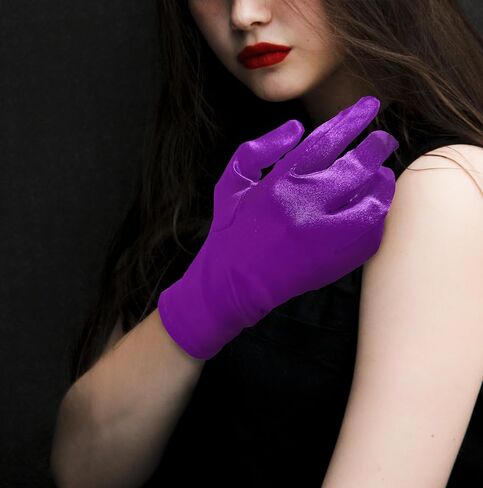 1 Pair of Short Satin Finger Gloves 1920s Opera Party Wedding Bridal Etiquette Gloves Sun Protection Gloves for Women Girls in Saudi Arabia