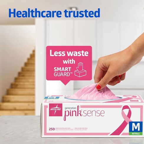 Medline Generation Pink Sense Nitrile Exam Gloves, 230 Count, X-Large, Powder Free, Disposable, Not Made with Natural Rubber Latex, Multipurpose, Support Breast Cancer with Every Glove in Saudi Arabia