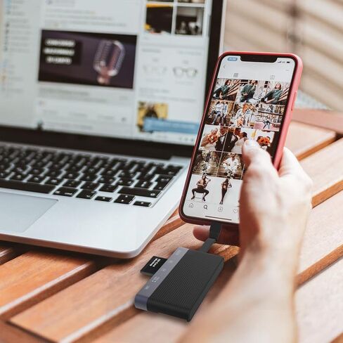 SD Card Reader for i-Phone i-Pad, Aluminum 6in1 Multi-Ports Memory Card Reader with SD/TF Card USB 3.0 Adapter,Foldable Data Cable Supports SD/Micro SD/SDHC/SDXC/MMC in Kuwait