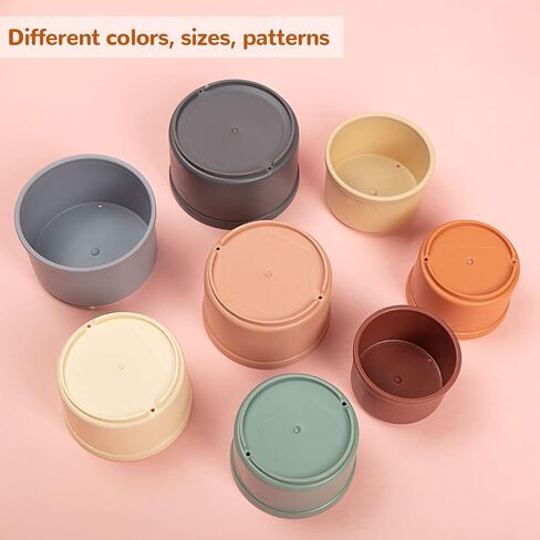 16Pcs Stacking Cups for Rabbits, Rainbow Colors Rabbit Stacking Cups of Different Size for Rabbits Hiding Food, Safe Plastic Reuseable Rabbit Toys for Bunnies, Small Animal in Saudi Arabia