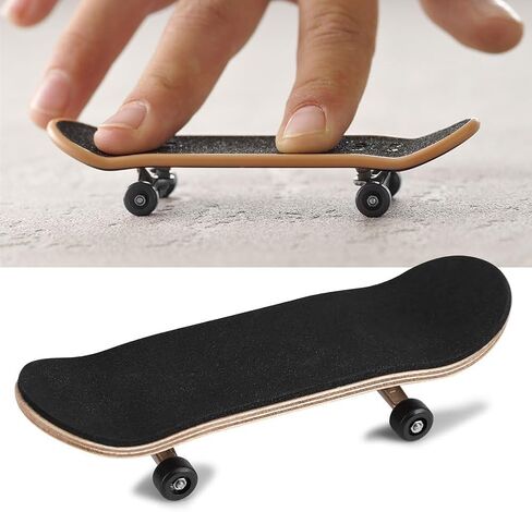Mini Finger Skateboards, Wooden Finger Skateboard Toy Professional Fingers Skate Set, Novelty Tech Deck Fingerboard for Children (Black) in Kuwait