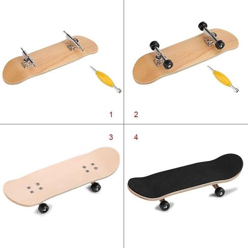 Mini Finger Skateboards, Wooden Finger Skateboard Toy Professional Fingers Skate Set, Novelty Tech Deck Fingerboard for Children (Black) in Kuwait