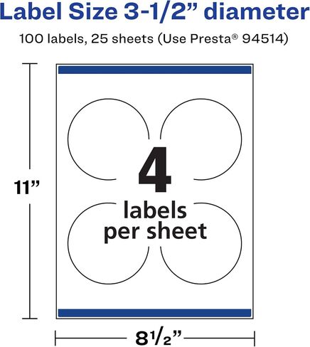 Avery Matte White Round Labels with Sure Feed, 3.5" Diameter, 1,000 Matte White Printable Labels in Saudi Arabia