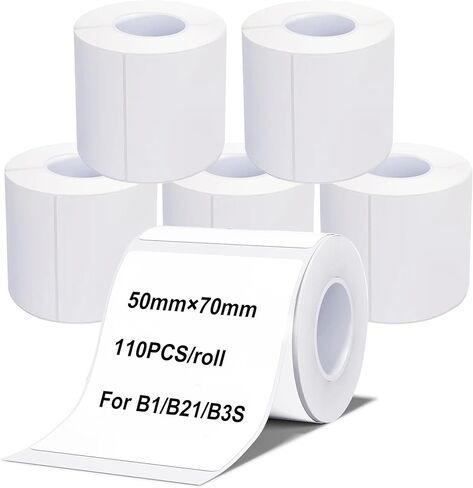 Labels Tape, 6 Rolls(660PCS) Thermal Label Sticker for B21/B3S/B1 Printer Waterproof Sticker Paper Business Shipping Address Labeling Replacement with Self-Adhesive (50 x 70mm-110PCS) in Kuwait