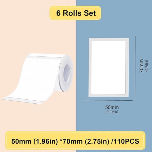 Labels Tape, 6 Rolls(660PCS) Thermal Label Sticker for B21/B3S/B1 Printer Waterproof Sticker Paper Business Shipping Address Labeling Replacement with Self-Adhesive (50 x 70mm-110PCS) in Kuwait