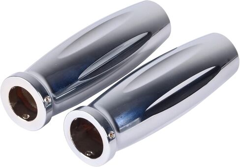Goldfire Chrome Old School Motorcycle 7/8" Hand Grips for 22mm Handlebar Motorcross FIts for Kawasaki Scooter Custom Sport Street Bike in Saudi Arabia