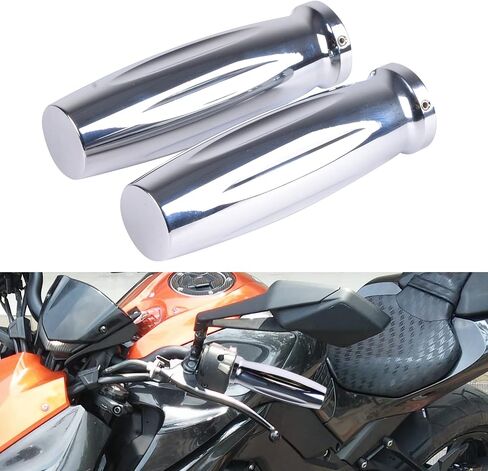 Goldfire Chrome Old School Motorcycle 7/8" Hand Grips for 22mm Handlebar Motorcross FIts for Kawasaki Scooter Custom Sport Street Bike in Saudi Arabia