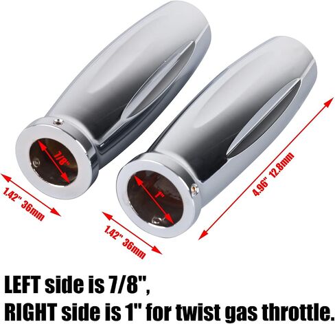 Goldfire Chrome Old School Motorcycle 7/8" Hand Grips for 22mm Handlebar Motorcross FIts for Kawasaki Scooter Custom Sport Street Bike in Saudi Arabia