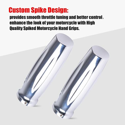 Goldfire Chrome Old School Motorcycle 7/8" Hand Grips for 22mm Handlebar Motorcross FIts for Kawasaki Scooter Custom Sport Street Bike in Saudi Arabia