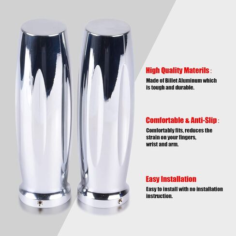 Goldfire Chrome Old School Motorcycle 7/8" Hand Grips for 22mm Handlebar Motorcross FIts for Kawasaki Scooter Custom Sport Street Bike in Saudi Arabia