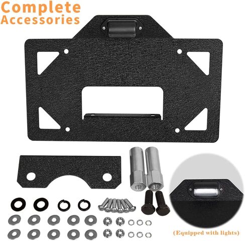 إطارات لوحة ترخيص الإطارات الاحتياطية XOOKUN لعام 2021 2022 2023 Ford Bronco مع حامل دعامة ترخيص ضوء LED، حامل خلفي للتركيب، لوحات إطار فولاذية شديدة التحمل in Kuwait