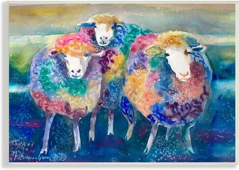 Stupell Industries Fun Cute Bold Rainbow Farm Sheep، تصميم بواسطة MB Cunningham، 19 × 13 in Kuwait