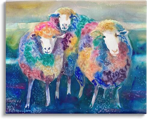 Stupell Industries Fun Cute Bold Rainbow Farm Sheep، تصميم بواسطة MB Cunningham، 19 × 13 in Kuwait