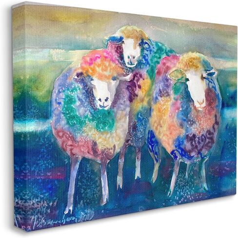 Stupell Industries Fun Cute Bold Rainbow Farm Sheep، تصميم بواسطة MB Cunningham، 19 × 13 in Kuwait
